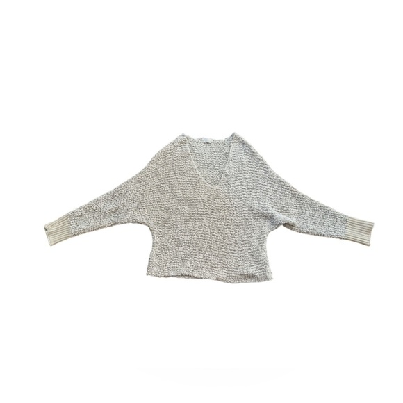 Ivory Popcorn Knit Sweater V Neck Pullover Long Sleeve Cozy Comfy - Picture 3 of 9